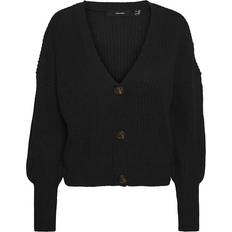 Lea V-Neck Ribbed Cardigan - Black