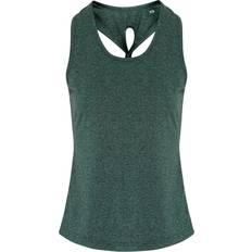 Tridri Yoga Knot Vest Women - Forest Green/Black Melange