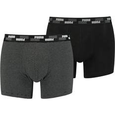 Puma Men's Yarn Dyed Mini Stripe Boxers 2-pack - Black Combo