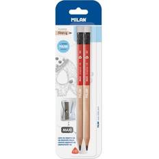 Brun Blyanter MiLAN Maxi HB pencil with eraser 2 pcs maxi sharpener