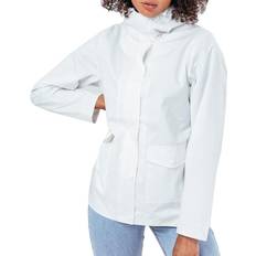 White - Women Rain Clothes Hype Water Resistant Women's Mac Coat - White