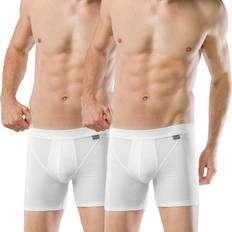 Schiesser Authentic Shorts with Fly 2-pack - White