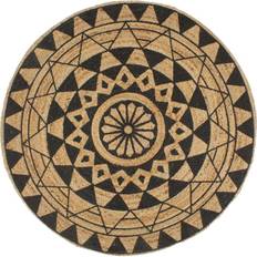 Jute - Runda - Svarta Mattor & Fällar vidaXL 133698 Beige, Svart 90cm