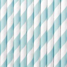 PartyDeco Cannucce A Righe Baby Blue Rosa