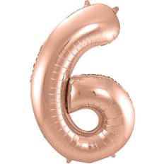 Folat nummerballong nummer 6 folie 86 cm roséguld