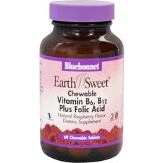 Bluebonnet Nutrition EarthSweet Chewables Vitamin B6 B12 Plus Folic Acid Raspberry 60 Chewable Tablets 60 st