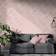 Dutch Wallcoverings Wallpaper Tropical Trees Pink