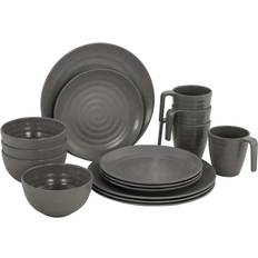 Bo-Camp Set di Stoviglie 16 pz Stone in Melamina Grigia Grigio