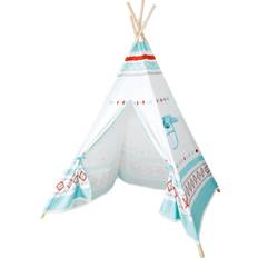 Toys Small Foot 11216 Tent Tipi Made of Wood and Cotton, Colourful Play and Retreat Area in Beautiful Indian Design, Easy to Set up Toy, Multicolour