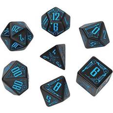 7 terninger Q Workshop Dice Terningesæt 7 terninger Galactic Black with Blue