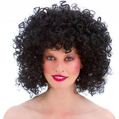Wicked Costumes 80-Luvun Kihara Musta Peruukki One Size