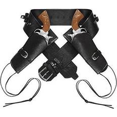 Widmann – black Faux Leather Cowboy Belt, With Double Holster cowboy belt holster leather double black western widmannblack faux