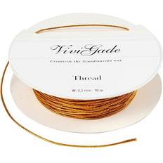 Thread, thickness 0,5 mm, gold, 10 m/ 1 roll