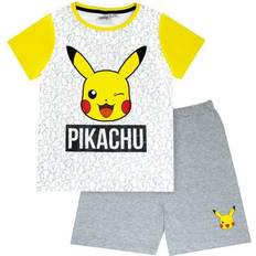 L Pyjamases Children's Clothing Pokémon Boy's Pikachu Face Card Pajamas Set - White/Grey/Yellow