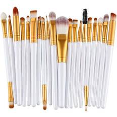 Makeup Teknikproffset Professionella skonsamma sminkborstar 20-Pack, Vit, Guld