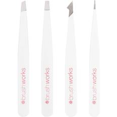 Hvide Pincetter Brushworks brushworks HD 4 Piece Combination Tweezer Set White