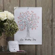 Gästebücher Ginger Ray Gästbok Fingerprint Tree Rosa