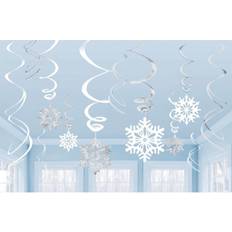 Pyörteet Amscan Snowflakes Silver & White Ceiling Swirls Dangling Christmas Decorations (Pack of 12 Swirls)