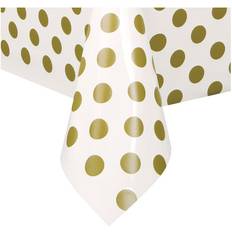 Kulta Pöytäliinat Unique Party Plastic Gold Polka Dot Tablecloth, 9ft x 4.5ft