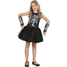 Skelett Kostüme Bristol Novelty Childrens/Girls Jewel Skeleton Girl Costume (L) (Black/White)