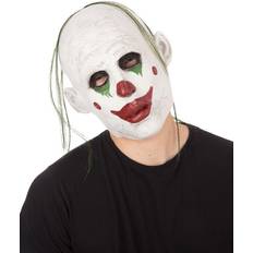Fancy Dresses Bristol Novelty Bristol Novelty Unisex Adults Realistic Clown With Hair Halloween Mask (One Size) (White/Red/Green)