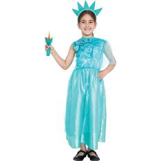 Fancy Dresses Bristol Novelty Bristol Novelty Girls Statue Of Liberty Costume With Plush Torch (S) (Light Blue)