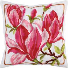 Collection D'Art Collection D'Art Cushion KIT/Magnolia FLOWERS/40 X 40, Multi, 40 x 40cm