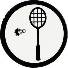 Badmintonketcher Creativ Company Kartonmærkat, diam. 25 mm, hvid/sort, badmintonketcher fjerbold, 20stk
