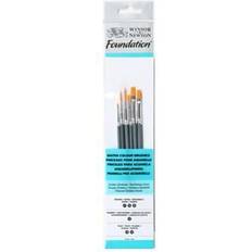 Winsor & Newton Malzubehör Winsor & Newton Foundation Water Colour Short Handle 6 Pack Brush, Wood, Multicoloured, 7 x 1 x 4.3 cm