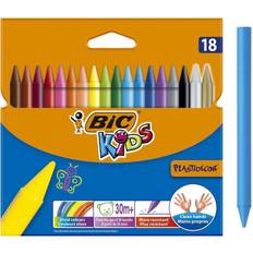 Bic Kids Plastidecor Colouring Crayons Assorted Colours, Cardboard Wallet of 18