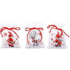 Vervaco Vervaco Counted Cross Stitch Kit: Pot-Pourri Bag: Christmas Elves: Set of 3, Acrylic, NA, 8 x 12cm