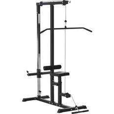 Fitness Machines Homcom Exercise Pulldown Machine Power Tower with Adjustable Seat Cables