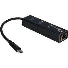 Inter-Tech USB C-3xUSB A/RJ45 M-F Adapter