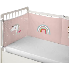 Parachoques Protector De Cuna Unicorn White 60 x 60 x 60 + 40 cm