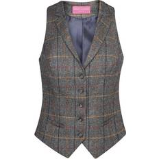 Checkered - Wool Tops Brook Taverner Nashville Ladies Waistcoat - Grey Brown Check