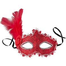 Rot Augenmasken tectake Venetian Mask with Side Feather Red