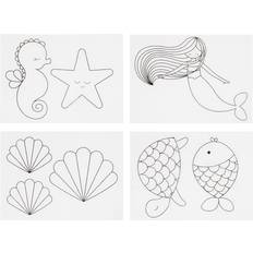 Water Based Crafts Creativ Company Shrink Plastic Sheets with motives, mermaid, 10,5x14,5 cm, thickness 0,3 mm, matt transparent, 4 sheet/ 1 pack