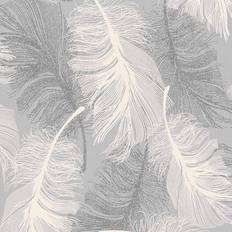 Silver glitter wallpaper Crown Coloroll Feathers Dappled Grey (30680461)