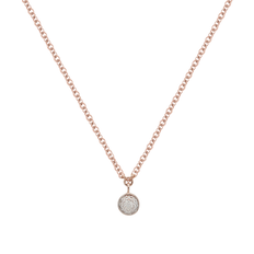 Monica Vinader Rose Gold Fiji Tiny Button Single Diamond Necklace Adjustable 43cm/17' Diamond