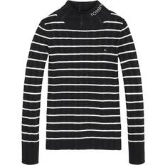 Tommy Hilfiger Strip Rin Pointelle Turtle Neck Jumper - Black/Ivory Petal Stripe (KG0KG06188)