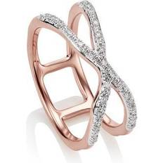 Monica Vinader Rose Gold Riva Wave Cross Ring Diamond