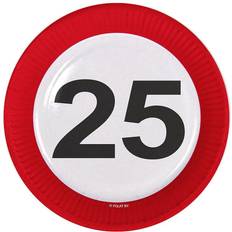 Folat 25th Birthday Traffic Sign Paper Plates 8 pieces