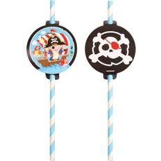 Amscan Pack de 8 Pajitas de Piratas de Cartón 19,7 cm