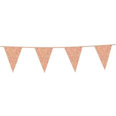 Pink Guirlander Globos flagline glitter 6 meter 20 x 16 cm rosa guld