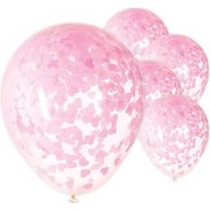 Unique ballons confettis roses 5 pcs 40 cm