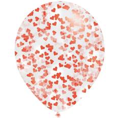 Amscan Klare balloner med hjerte konfetti 6 stk 27.5 cm