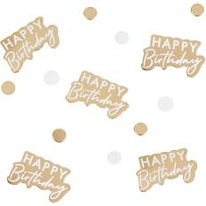 Ginger Ray Happy Birthday konfetti i guld-hvid