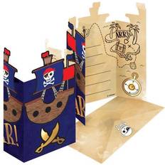 Amscan invitationer Pirates junior 22 x 13 cm blå 16 stk