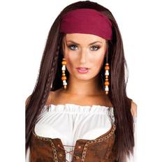 Adult Wig Trinity Bandana Beaded Synthetic Hairpiece Pirate Costume