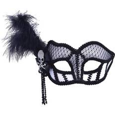 Bristol Novelty Womens/Ladies Skull And Crossbones Masquerade Mask (One Size) (Black)